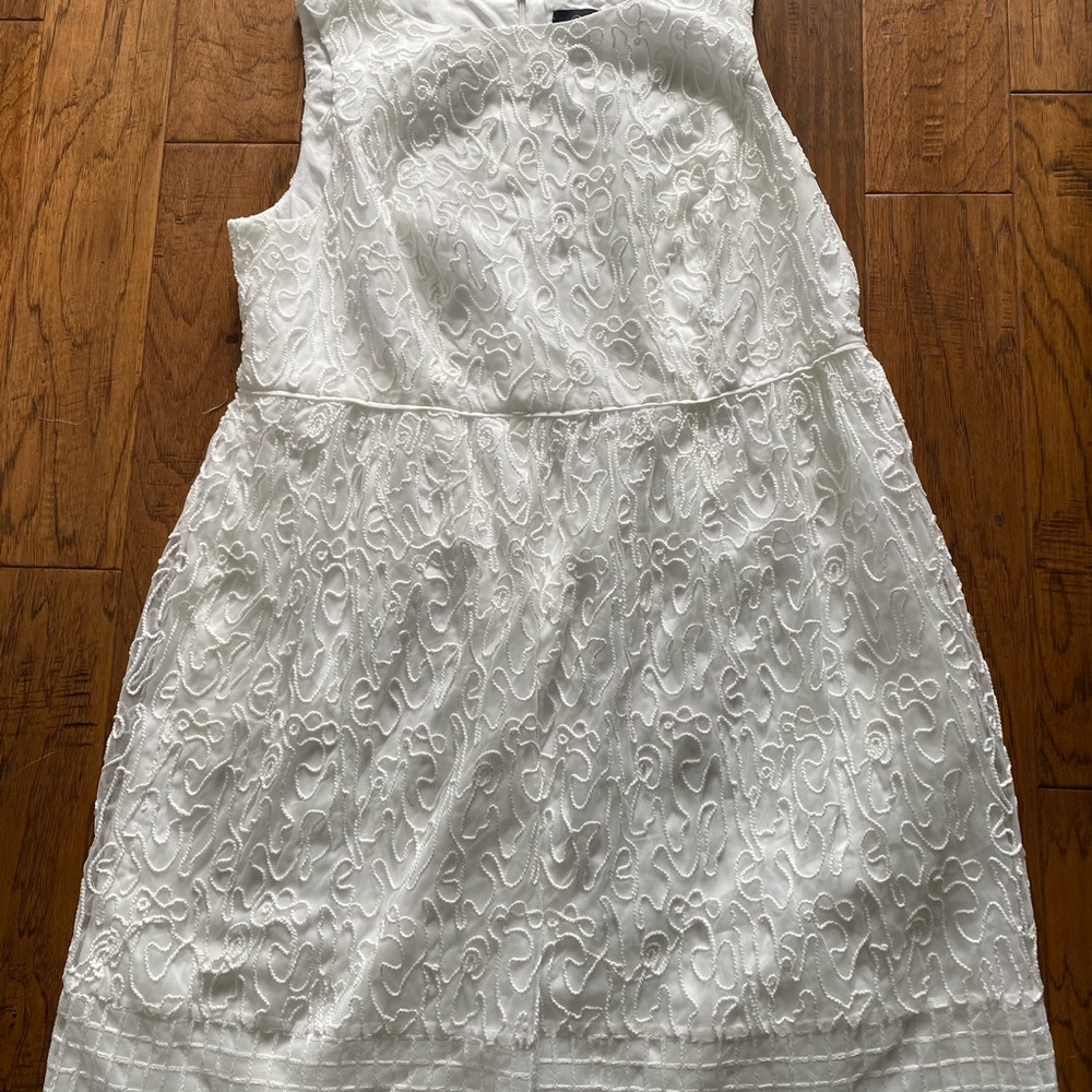Adrianna Papell Plus size white tulle detail dress